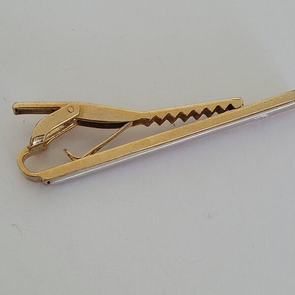 Burberry Tie Bar Clip Clasp Gold Silver Tone 2in Logo Vintage Logo - Picture 3 of 6